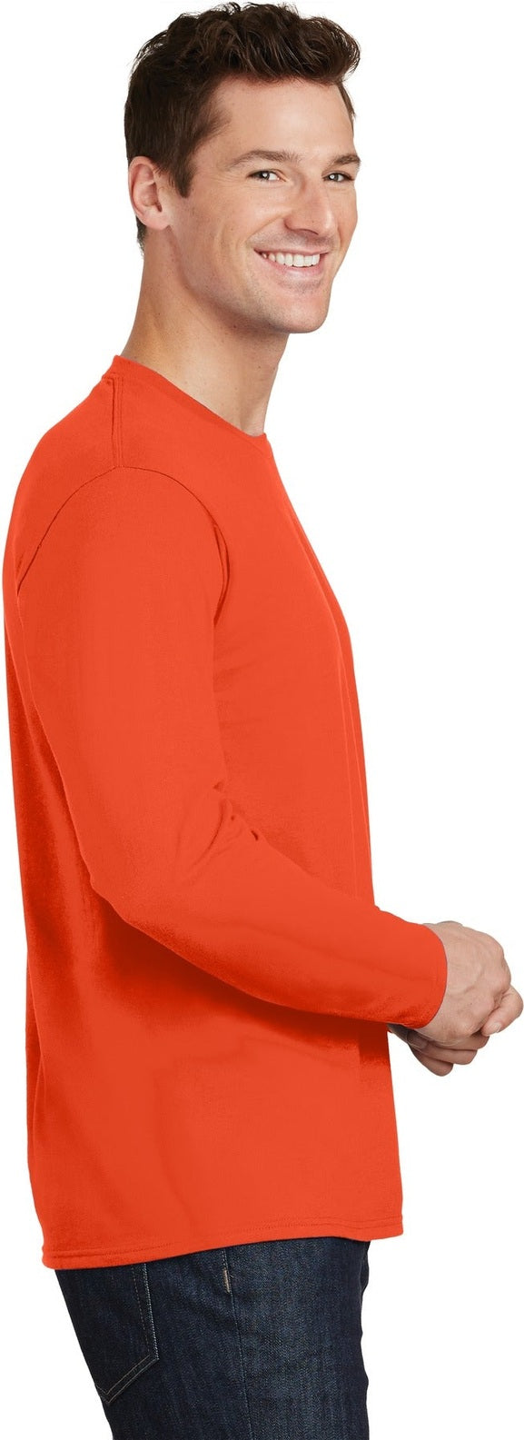 Orange Port & Co Long Sleeve Fan Favorite Tee. PC450LS
