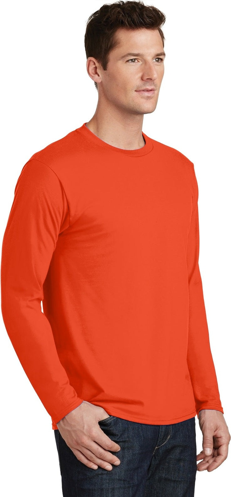Orange Port & Co Long Sleeve Fan Favorite Tee. PC450LS