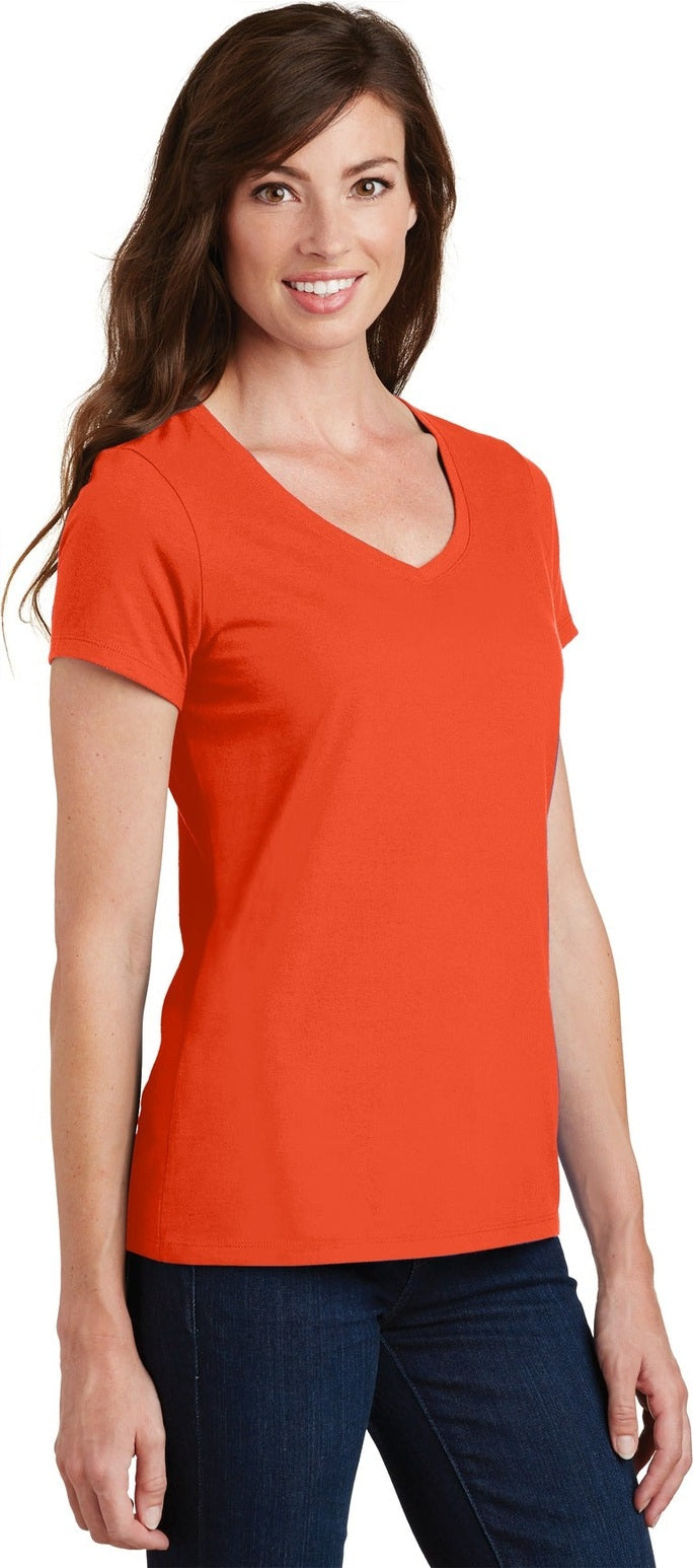 Orange Port & Co Women's Fan Favorite V-Neck Tee. LPC450V