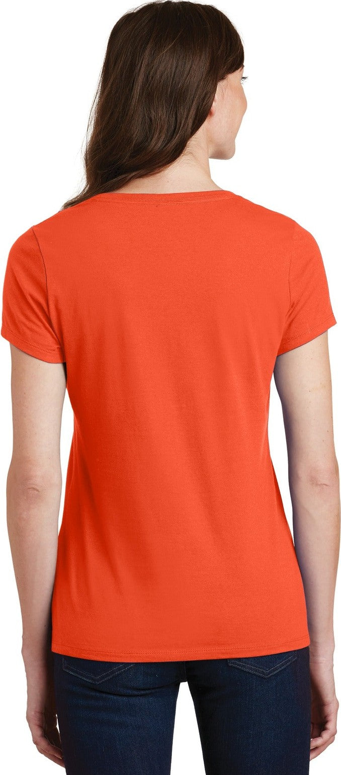 Orange Port & Co Women's Fan Favorite V-Neck Tee. LPC450V