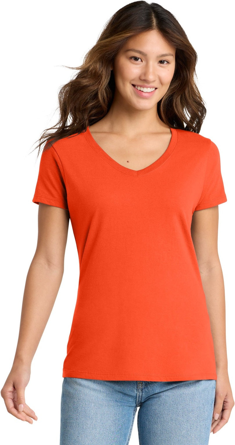 Orange Port & Co Women's Fan Favorite V-Neck Tee. LPC450V