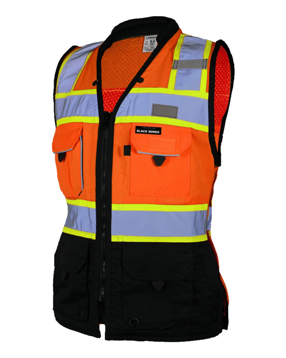 Orange Premium Black Series® Women&#39;s Heavy Duty Surveyors Vest - S5021-5022
