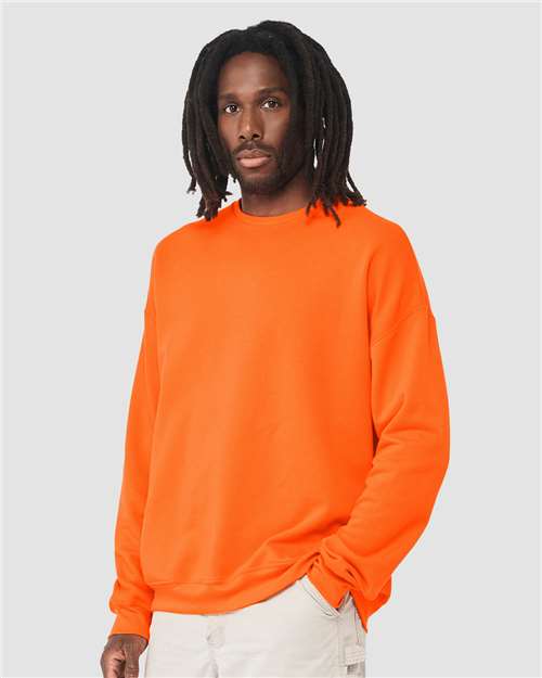 Orange Sponge Fleece Drop Shoulder Crewneck Sweatshirt - 3945