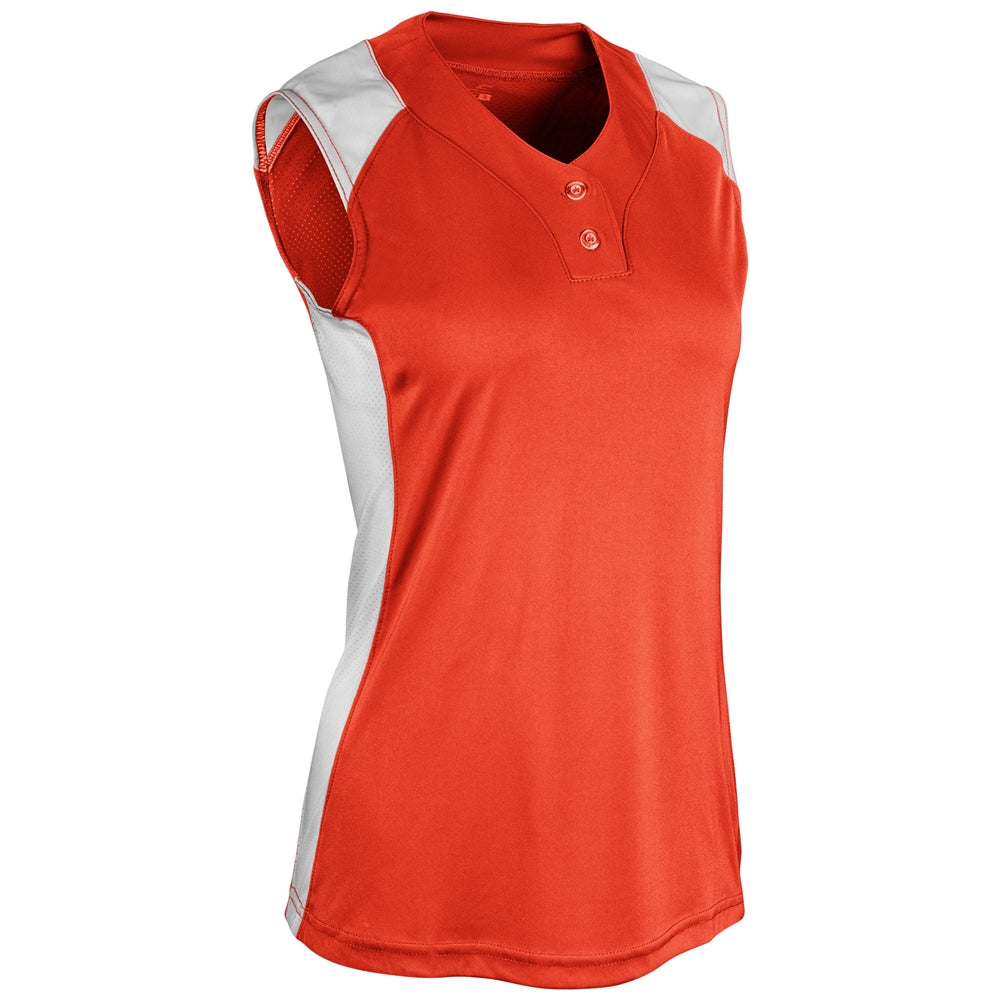 ORANGE,WHITE Infinite 2-Button Sleeveless Jersey
