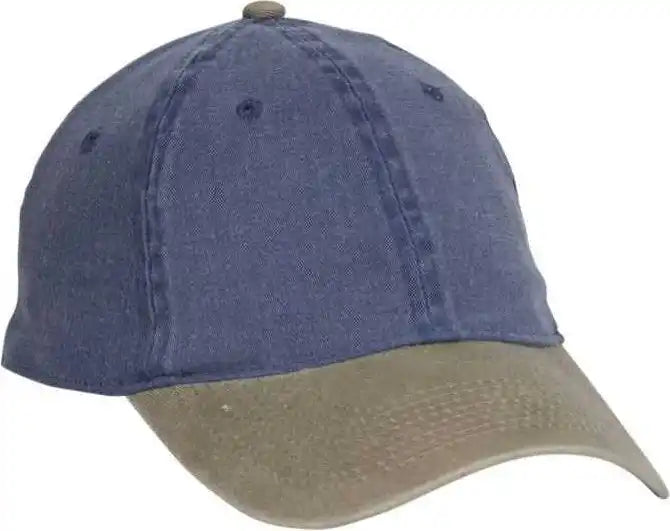 Otto 10-271 Stretchable Washed Pigment Dyed Cotton Twill Low Profile Pro Style Soft Crown Cap - Khaki Navy - S/m