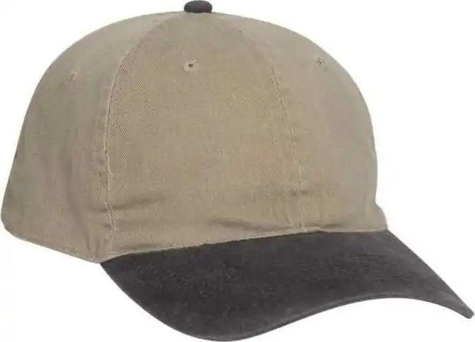 Otto 10 271 Stretchable Washed Pigment Dyed Cotton Twill Low Profile Pro Style Soft Crown Cap Black Khaki / S/m