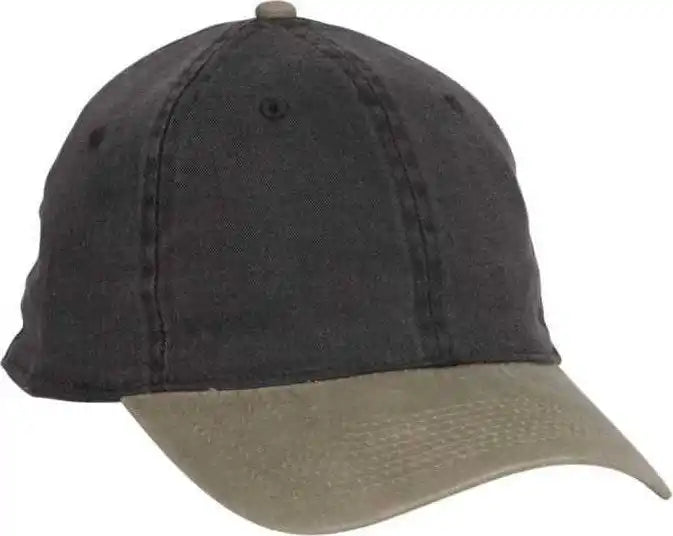 Otto 10-271 Stretchable Washed Pigment Dyed Cotton Twill Low Profile Pro Style Soft Crown Cap - Khaki Black - S/m