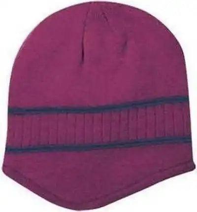 Otto 100-630 100% Acrylic Knit Beanie with Stripes - Maroon Navy - one Size Fits Most