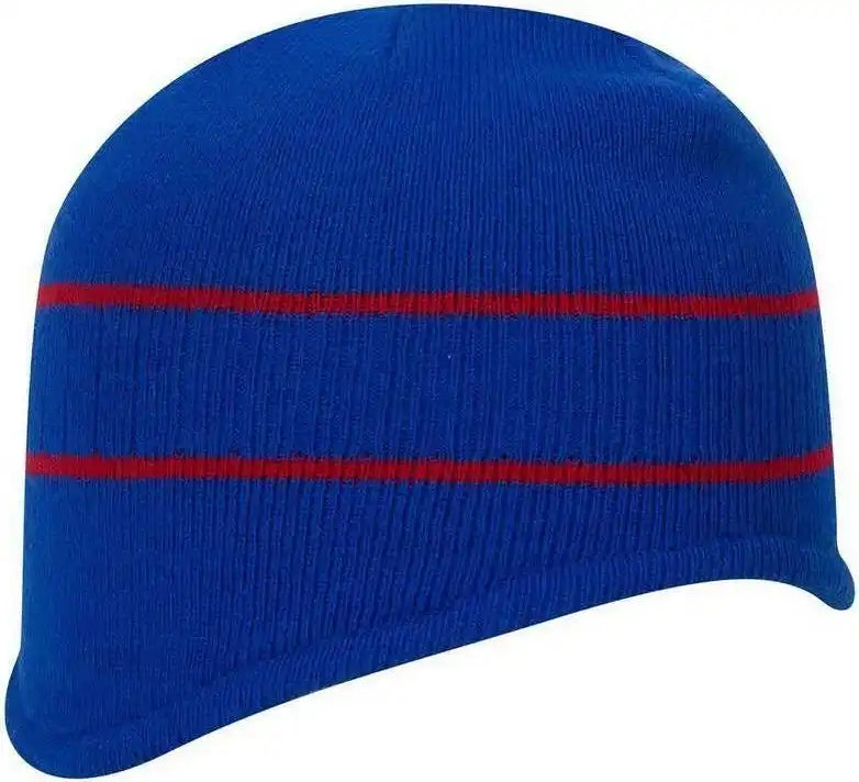 Otto 100-630 100% Acrylic Knit Beanie with Stripes - Royal Red - one Size Fits Most