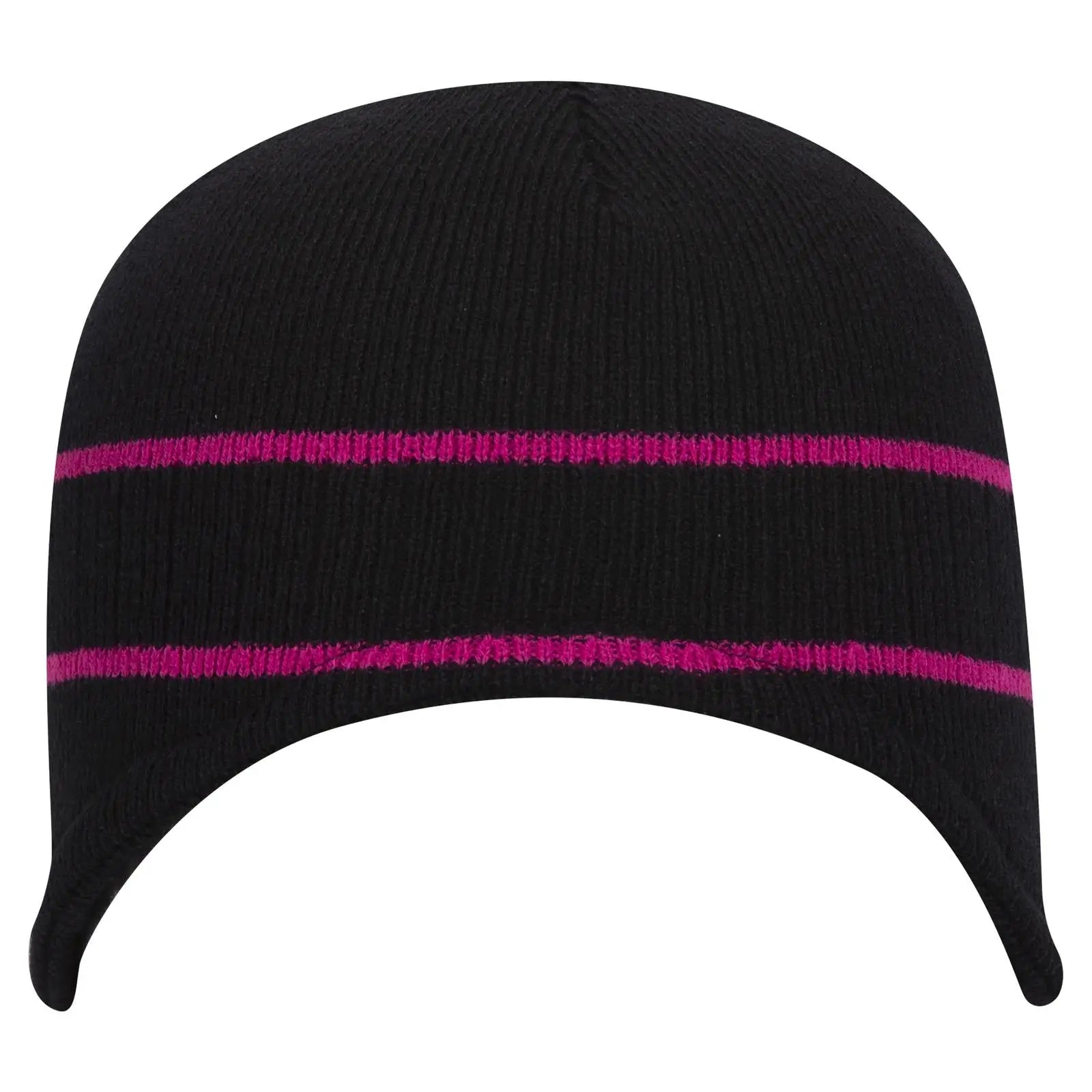 Otto 100-630 Beanie with Stripes - Blk/h.pnk