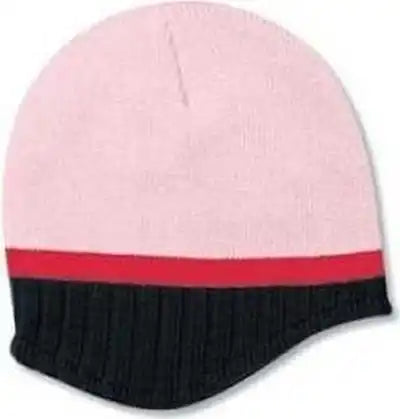 Otto 100-632 Acrylic Knit Beanie with Trim and Fleece Lining - Soft Pink Black Heather Pnk - one Size Fits Most