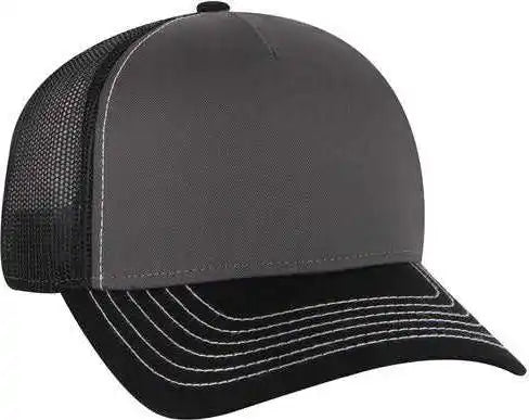 Otto 102 1318 5 Panel Low Profile Mesh Back Trucker Cap Black Charcoal Dark Gray / one Size Fits Most