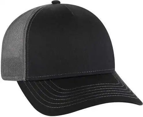 Otto 102 1318 5 Panel Low Profile Mesh Back Trucker Cap Black Charcoal Dark Gray / one Size Fits Most
