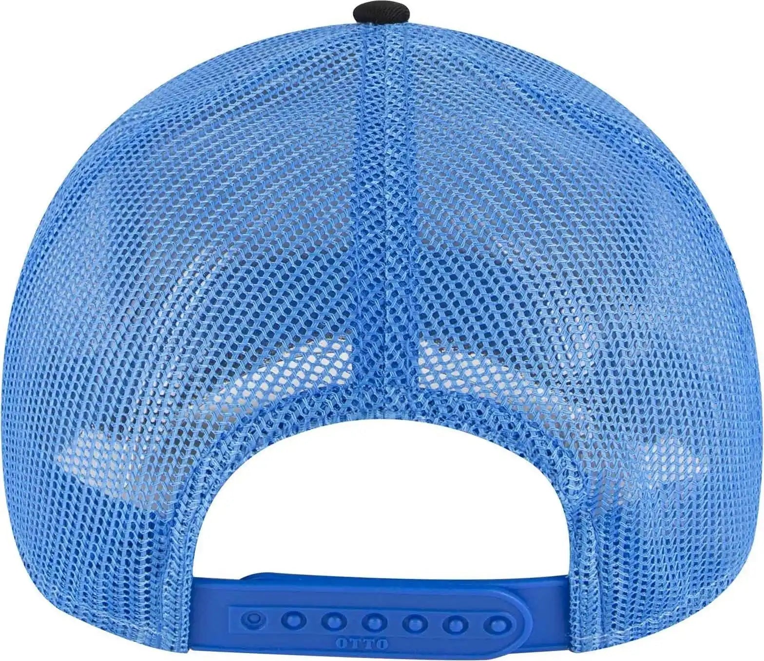 Otto 102-1318 5 Panel Low Profile Mesh Back Trucker Cap - Black Neon Blue - one Size Fits Most