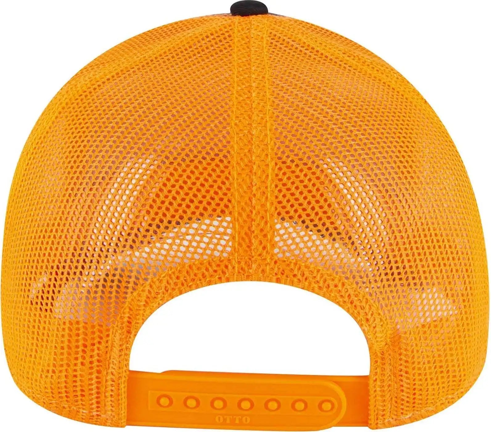 Otto 102 1318 5 Panel Low Profile Mesh Back Trucker Cap Black Neon Orange / one Size Fits Most