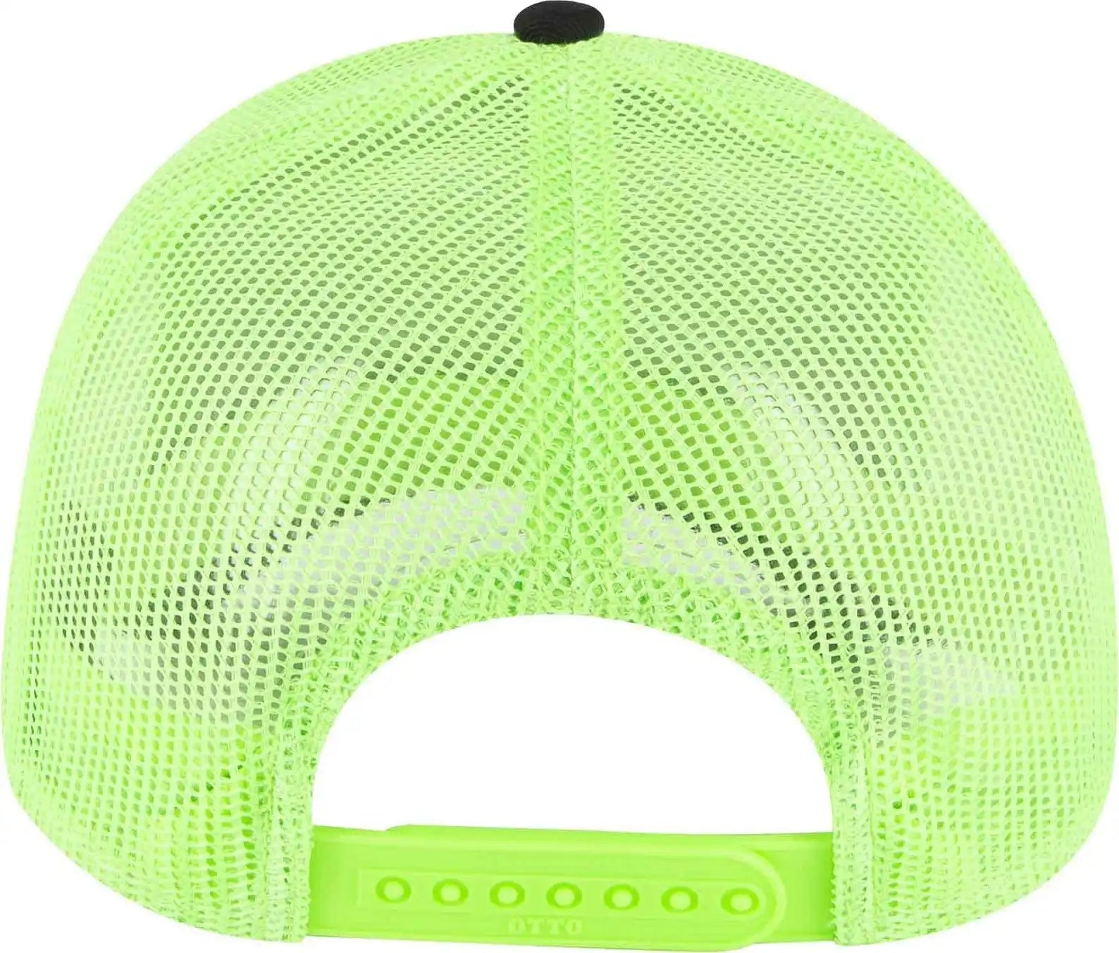 Otto 102-1318 5 Panel Low Profile Mesh Back Trucker Cap - Black Neon Green - one Size Fits Most