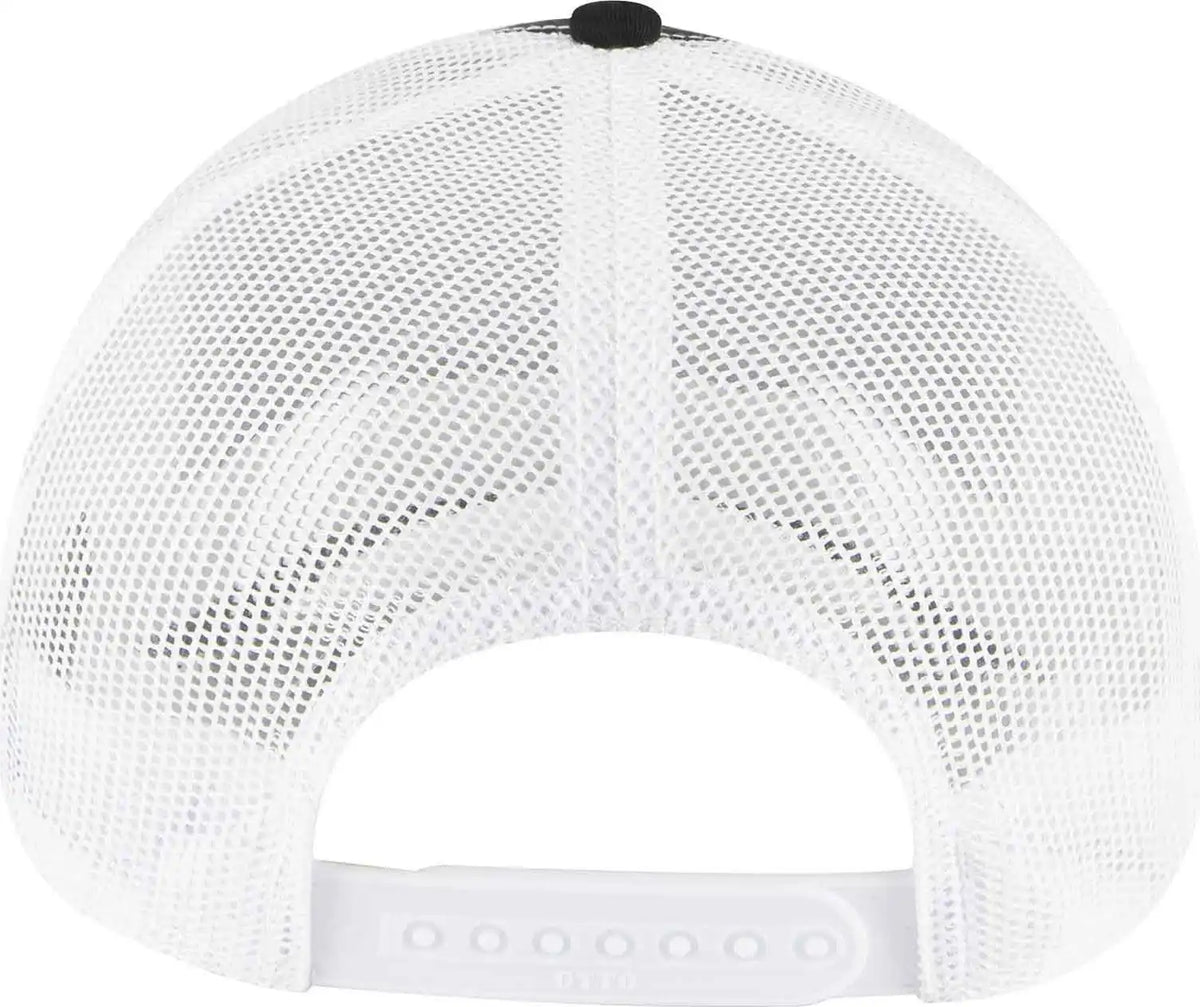 Otto 102-1318 5 Panel Low Profile Mesh Back Trucker Cap - Black White - one Size Fits Most