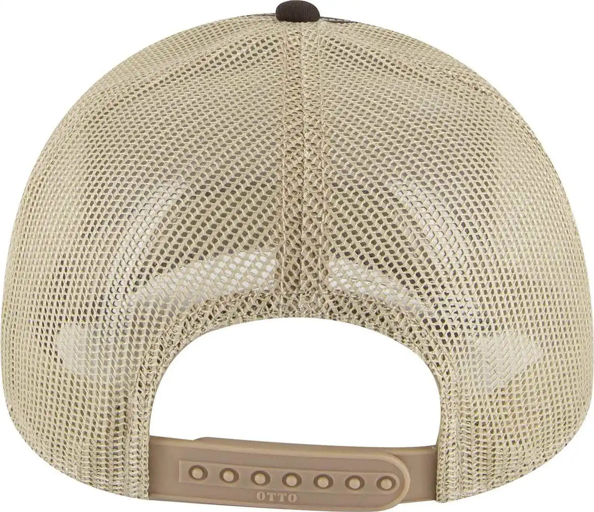 Otto 102-1318 5 Panel Low Profile Mesh Back Trucker Cap - Dark Brown Khaki - one Size Fits Most