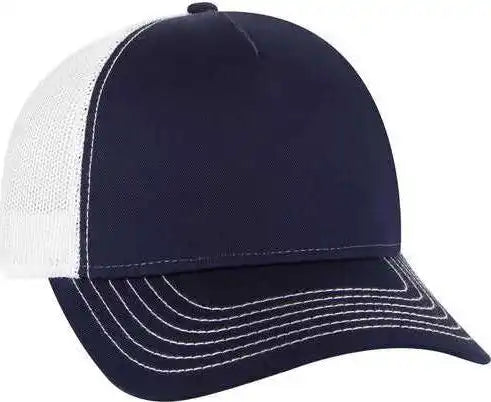 Otto 102-1318 5 Panel Low Profile Mesh Back Trucker Cap - Navy White - one Size Fits Most
