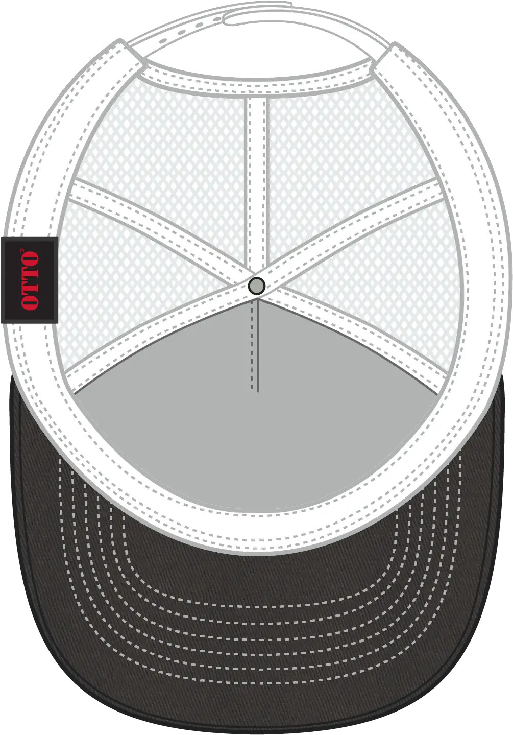 Otto 102-664 5 Panel Low Profile Mesh Back Trucker Cap - Ch.gry/ch.gry/wht - 6 1/2’’ - 7 5/8’’