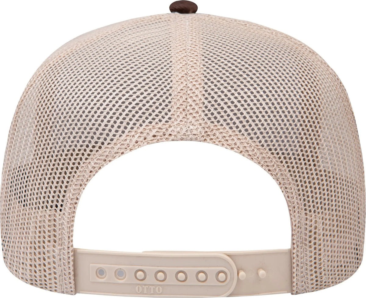 Otto 102-664 5 Panel Low Profile Mesh Back Trucker Cap - Dk.brn/dk.brn/kha - 6 1/2’’ - 7 5/8’’