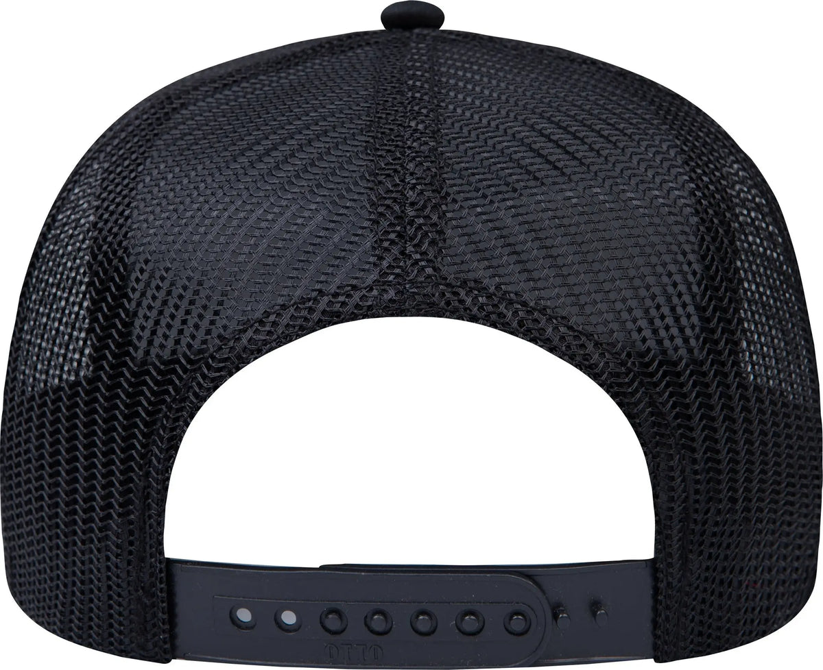 Otto 102-664 5 Panel Low Profile Mesh Back Trucker Cap - Black - 6 1/2’’ - 7 5/8’’