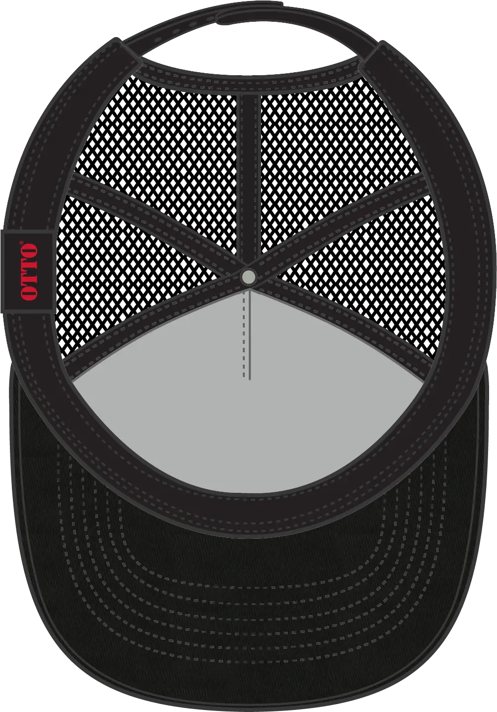Otto 102-664 5 Panel Low Profile Mesh Back Trucker Cap - Black - 6 1/2’’ - 7 5/8’’