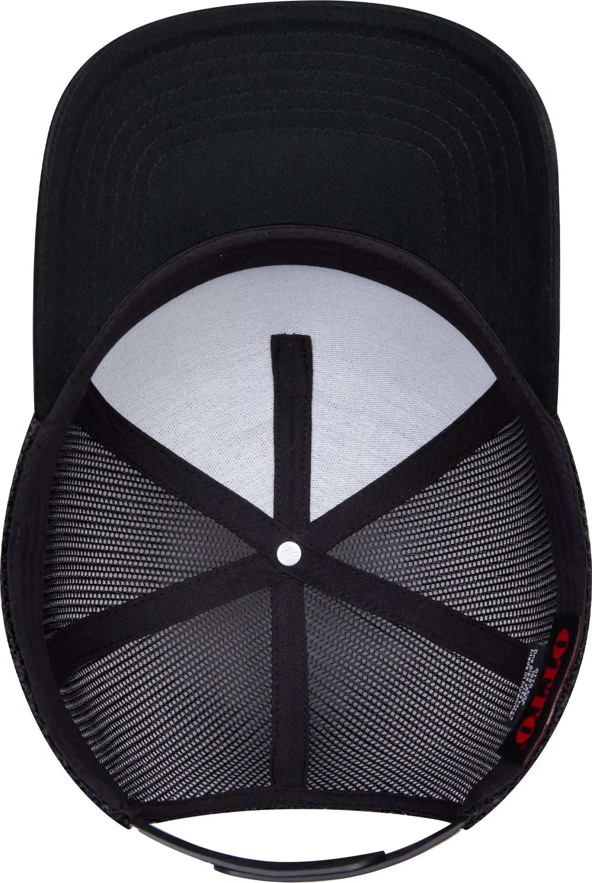 Otto 102-664 5 Panel Low Profile Mesh Back Trucker Cap - Black - 6 1/2’’ - 7 5/8’’