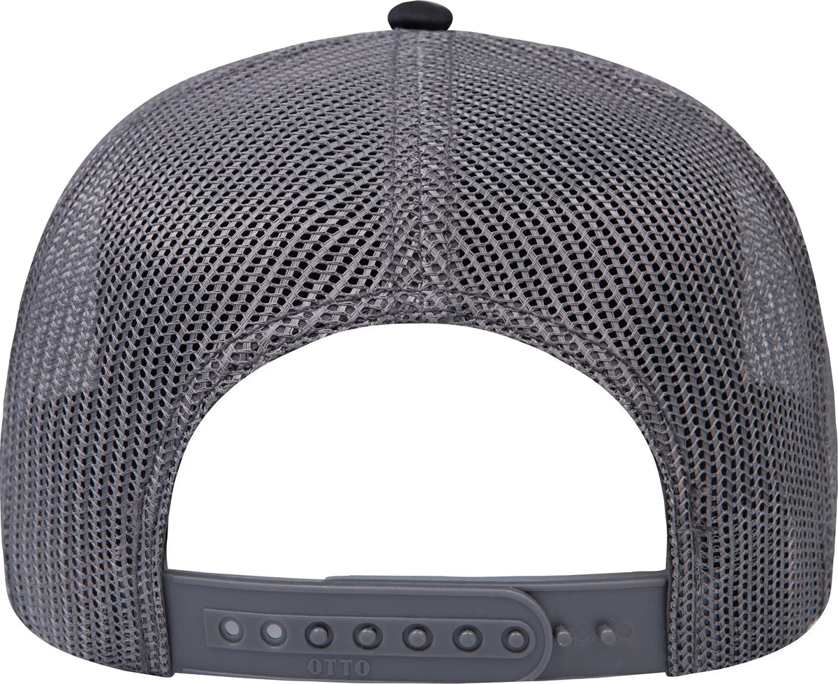 Otto 102-664 5 Panel Low Profile Mesh Back Trucker Cap - Blk/blk/ch.gry - 6 1/2’’ - 7 5/8’’