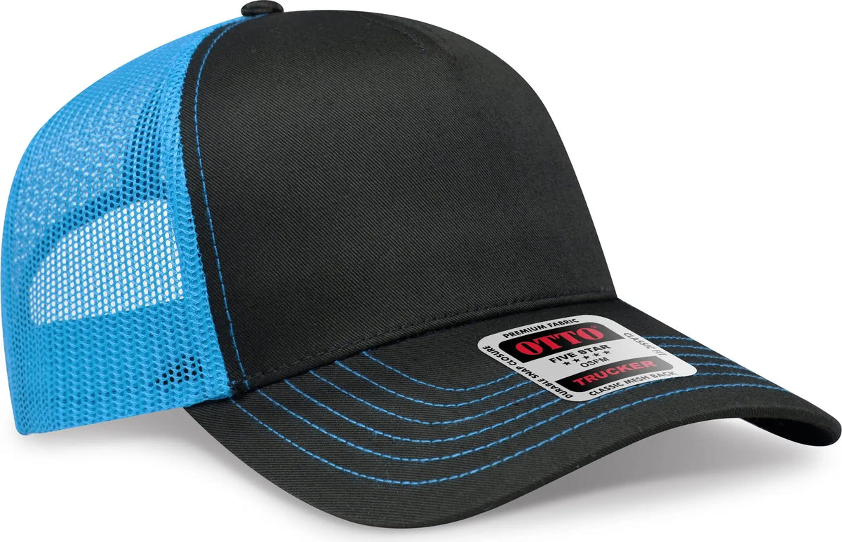 Otto 102-664 5 Panel Low Profile Mesh Back Trucker Cap - Blk/blk/n.blue - 6 1/2’’ - 7 5/8’’