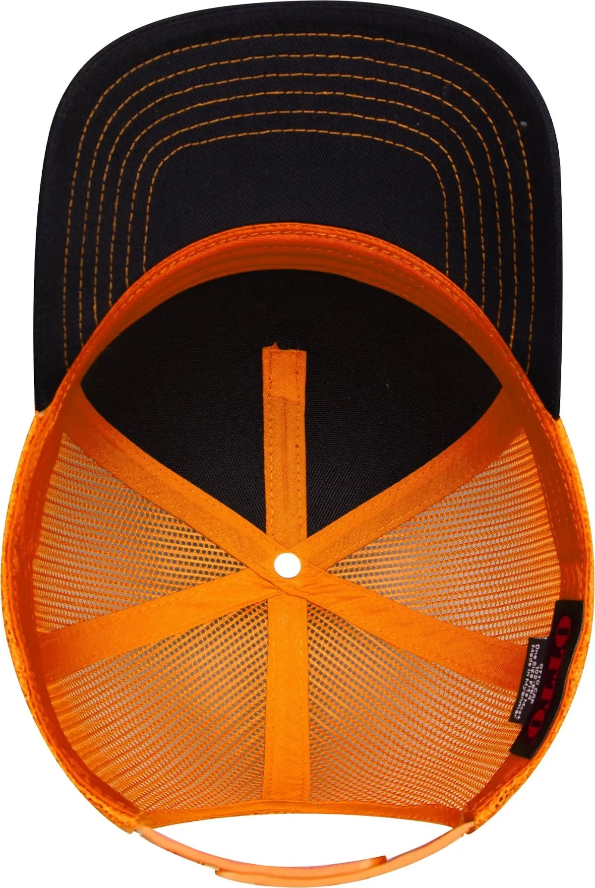 Otto 102-664 5 Panel Low Profile Mesh Back Trucker Cap - Blk/blk/n Org - 6 1/2’’ - 7 5/8’’