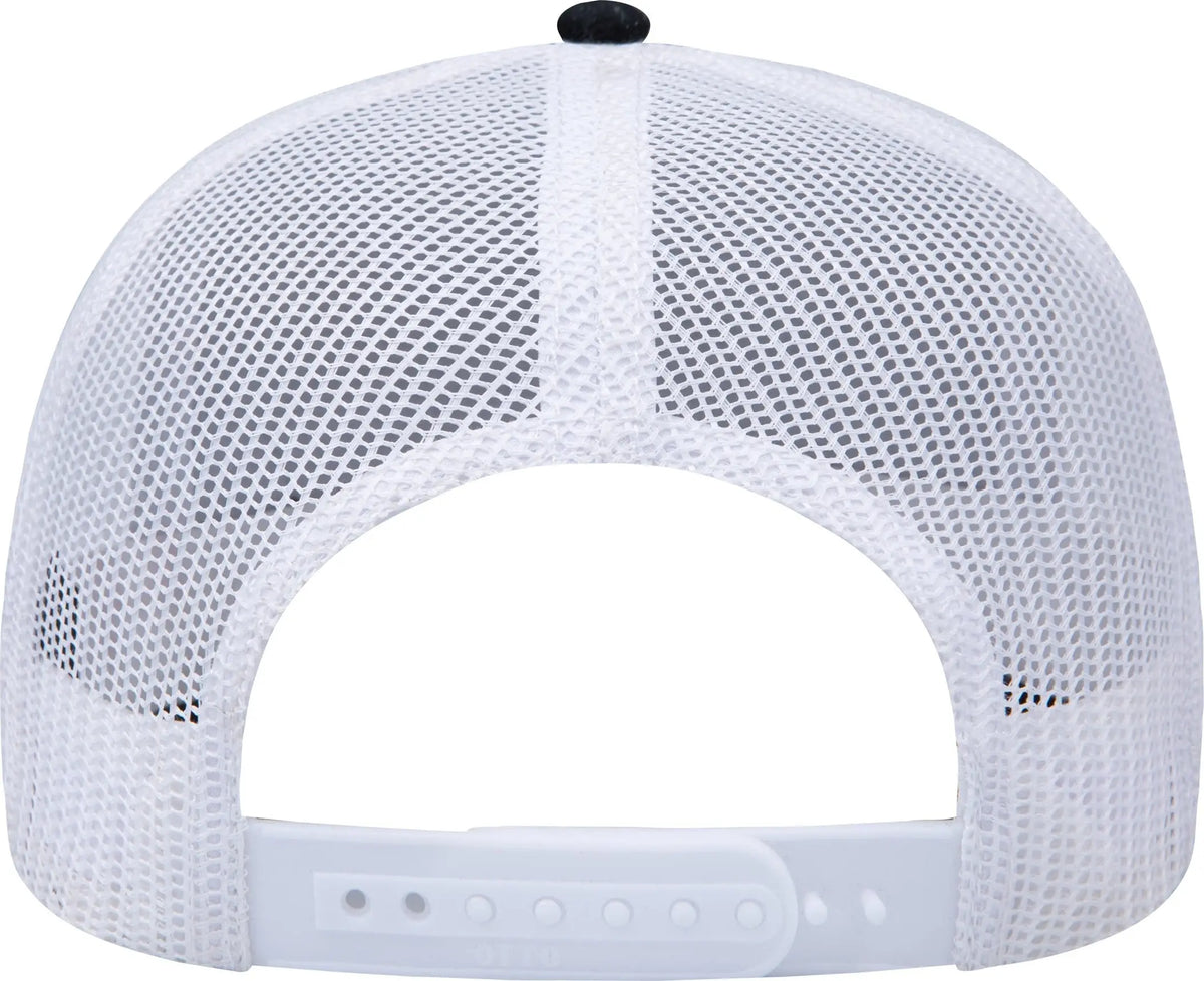Otto 102-664 5 Panel Low Profile Mesh Back Trucker Cap - Blk/blk/wht - 6 1/2’’ - 7 5/8’’