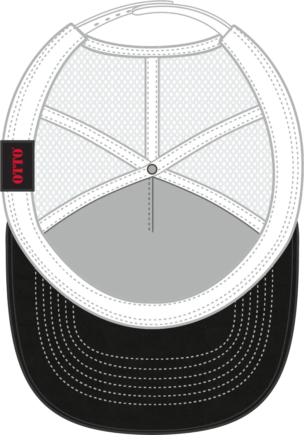 Otto 102-664 5 Panel Low Profile Mesh Back Trucker Cap - Blk/blk/wht - 6 1/2’’ - 7 5/8’’