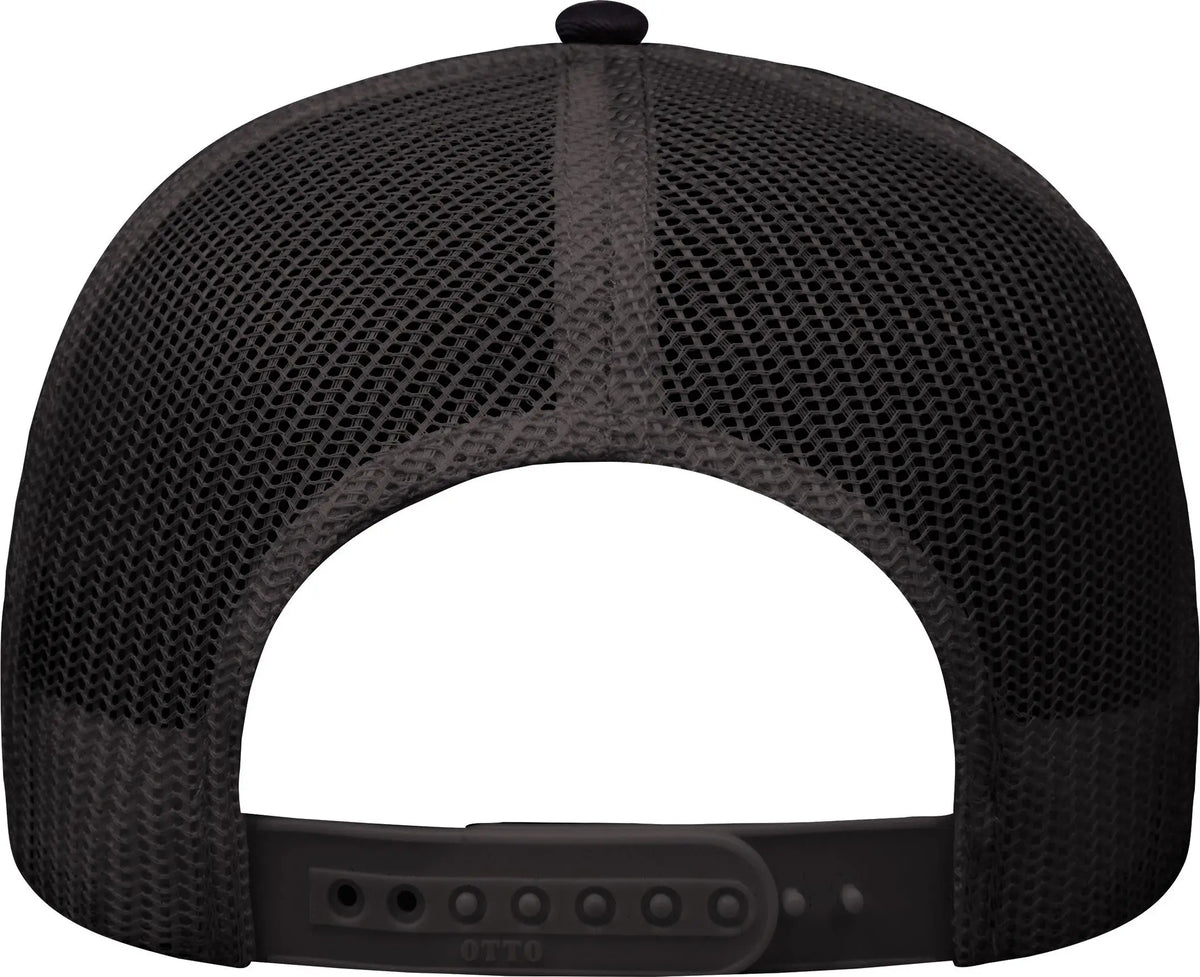 Otto 102-664 5 Panel Low Profile Mesh Back Trucker Cap - Blk/ch.gry/blk - 6 1/2’’ - 7 5/8’’