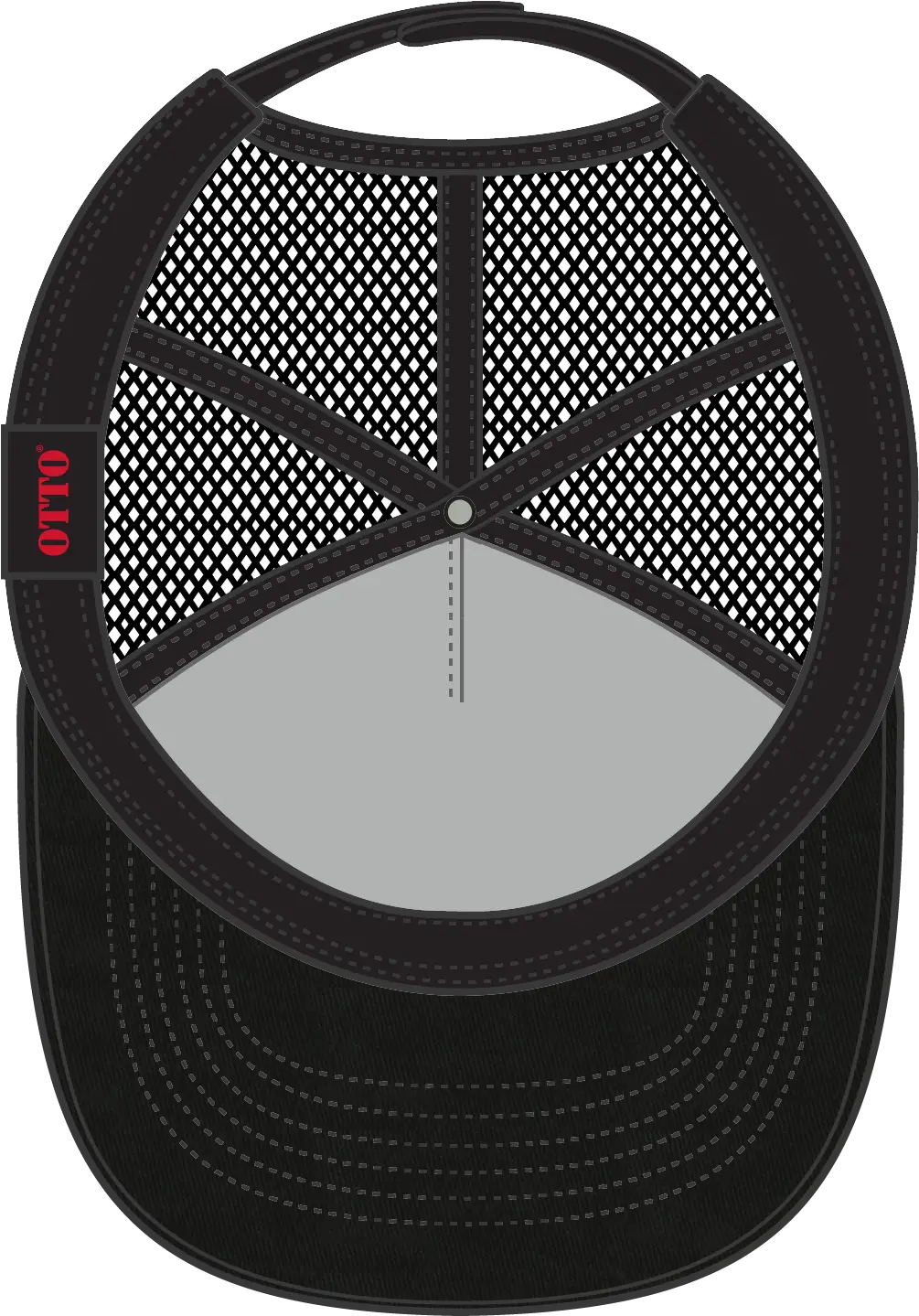 Otto 102-664 5 Panel Low Profile Mesh Back Trucker Cap - Blk/ch.gry/blk - 6 1/2’’ - 7 5/8’’