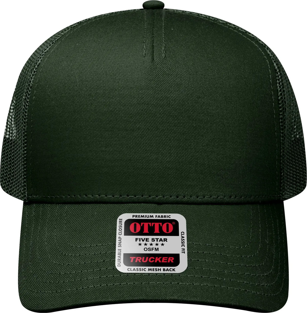 Otto 102-664 5 Panel Low Profile Mesh Back Trucker Cap - Dk. Green - 6 1/2’’ - 7 5/8’’