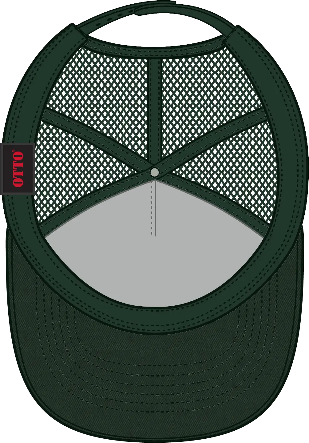 Otto 102-664 5 Panel Low Profile Mesh Back Trucker Cap - Dk. Green - 6 1/2’’ - 7 5/8’’