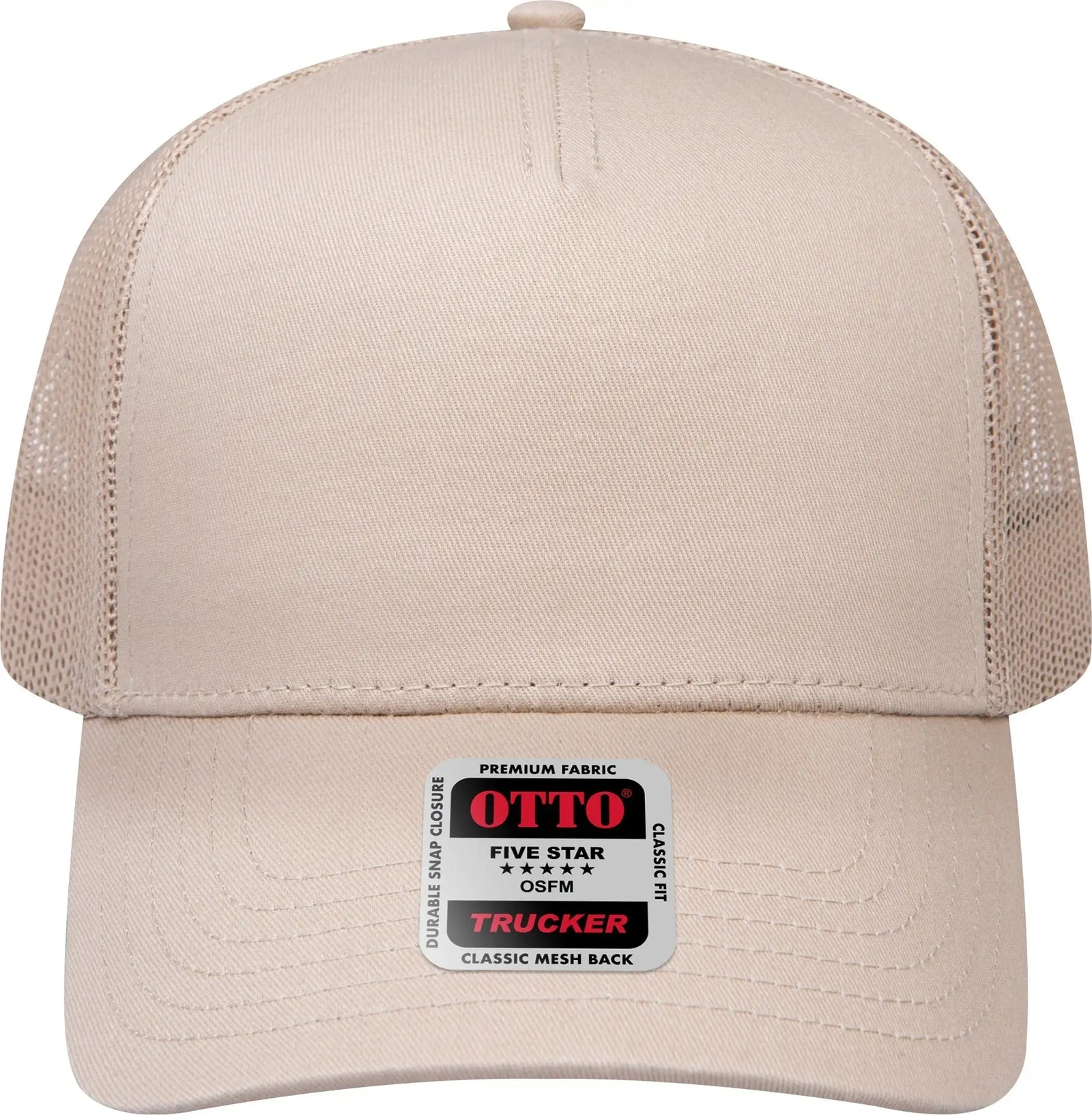 Otto 102-664 5 Panel Low Profile Mesh Back Trucker Cap - Khaki - 6 1/2’’ - 7 5/8’’