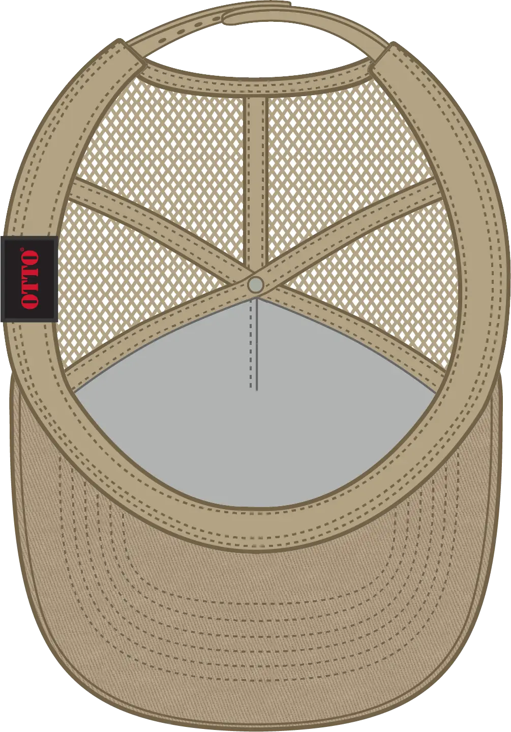 Otto 102-664 5 Panel Low Profile Mesh Back Trucker Cap - Khaki - 6 1/2’’ - 7 5/8’’