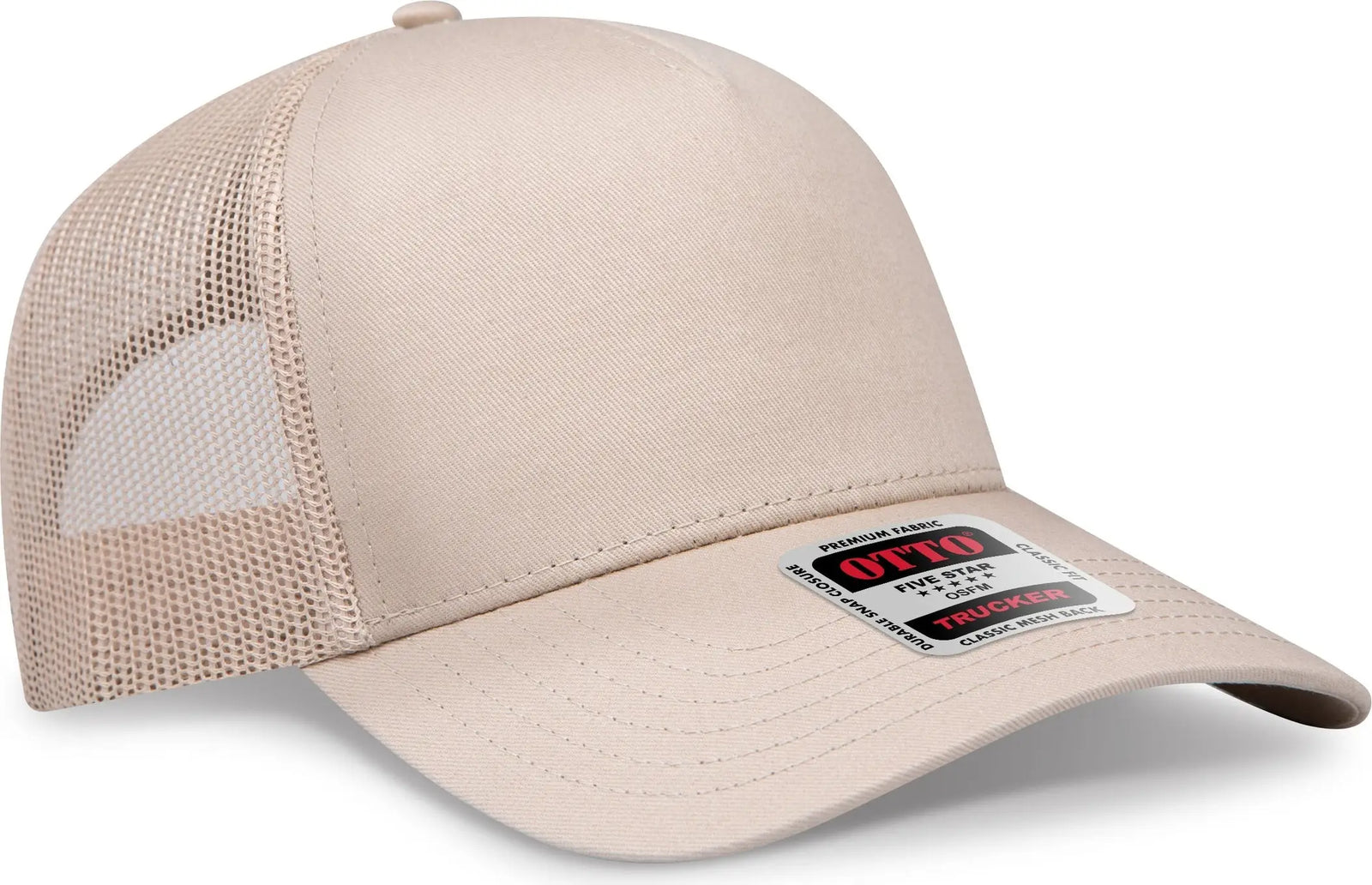 Otto 102-664 5 Panel Low Profile Mesh Back Trucker Cap - Khaki - 6 1/2’’ - 7 5/8’’