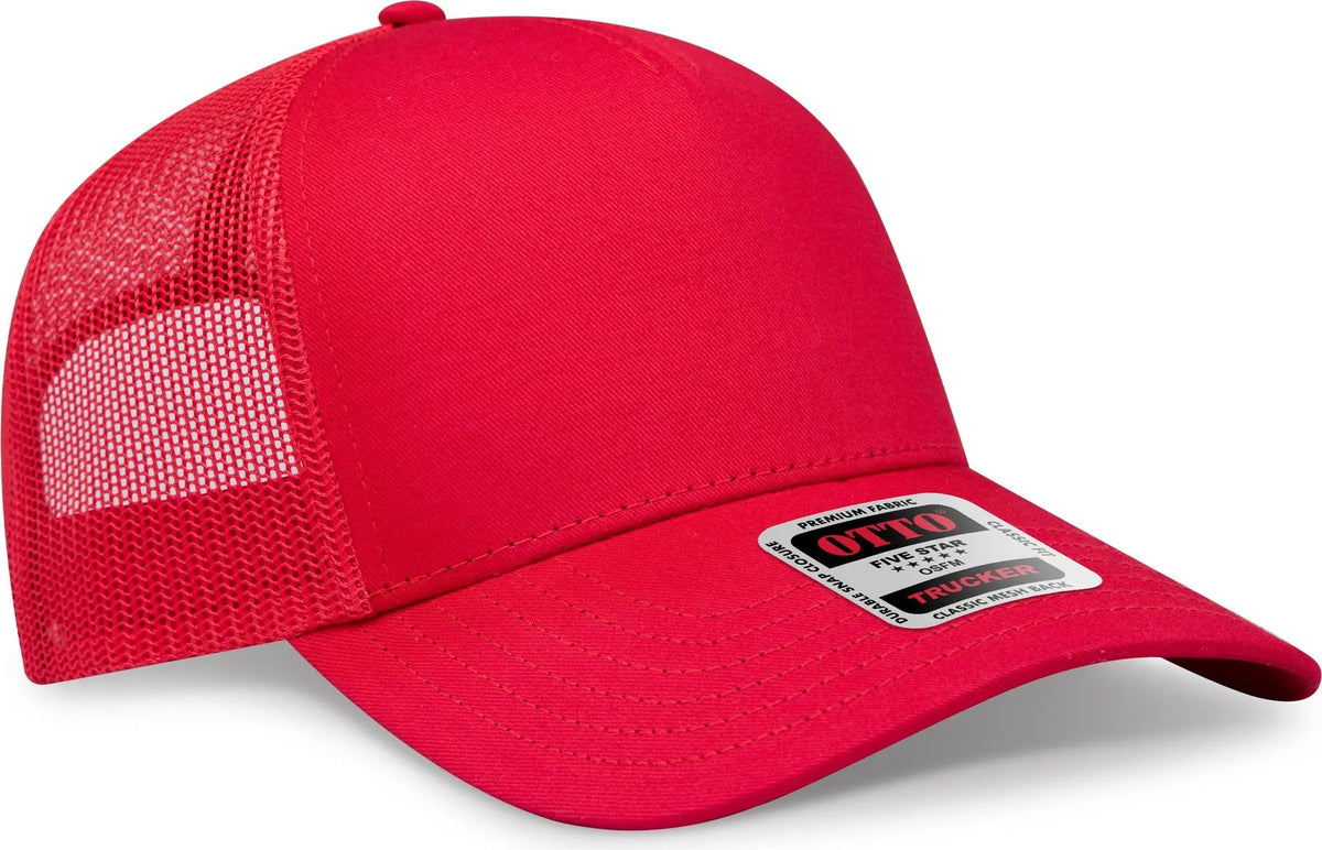 Otto 102-664 5 Panel Low Profile Mesh Back Trucker Cap - Red - 6 1/2’’ - 7 5/8’’