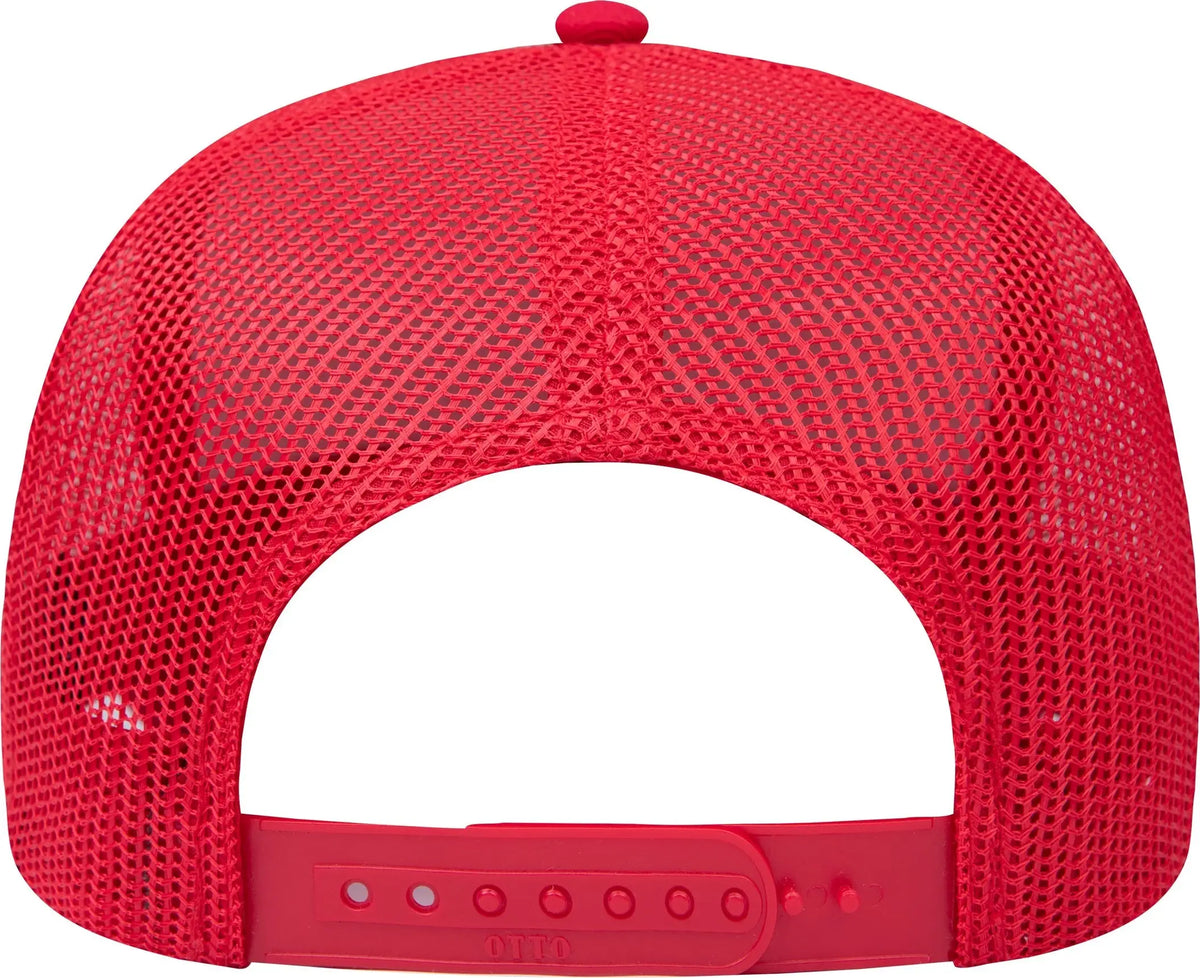 Otto 102-664 5 Panel Low Profile Mesh Back Trucker Cap - Red - 6 1/2’’ - 7 5/8’’
