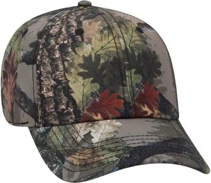 Otto 103 1263 6 Panel Camouflage Polyester Canvas Low Profile Cap Nature Pattern Dark Khaki Multi Colored / one Size