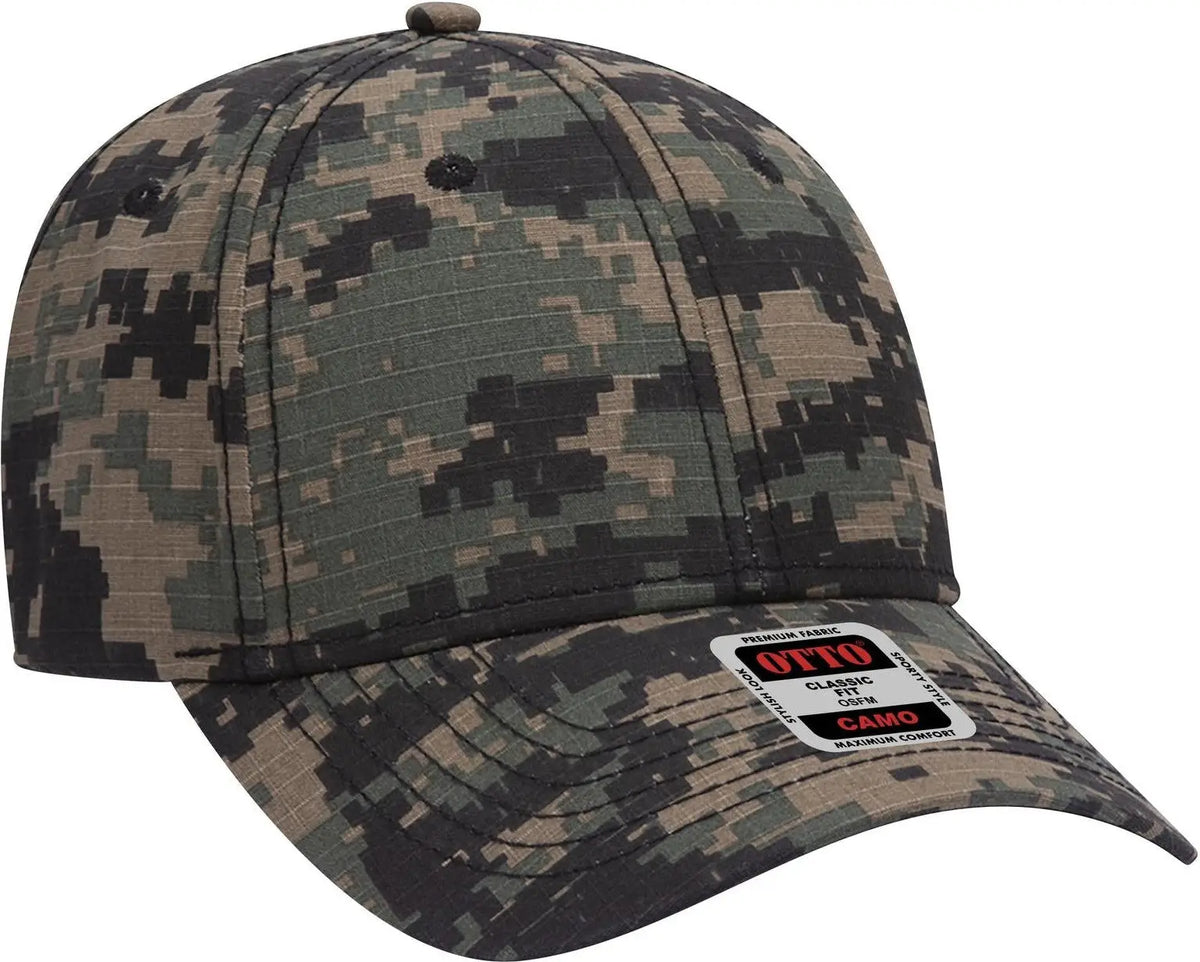 Otto 103-713 Digital Camouflage 6 Panel Low Profile Baseball Cap - Blk/dk.grn/dk.kha - 1/2’’ - 7 5/8’’