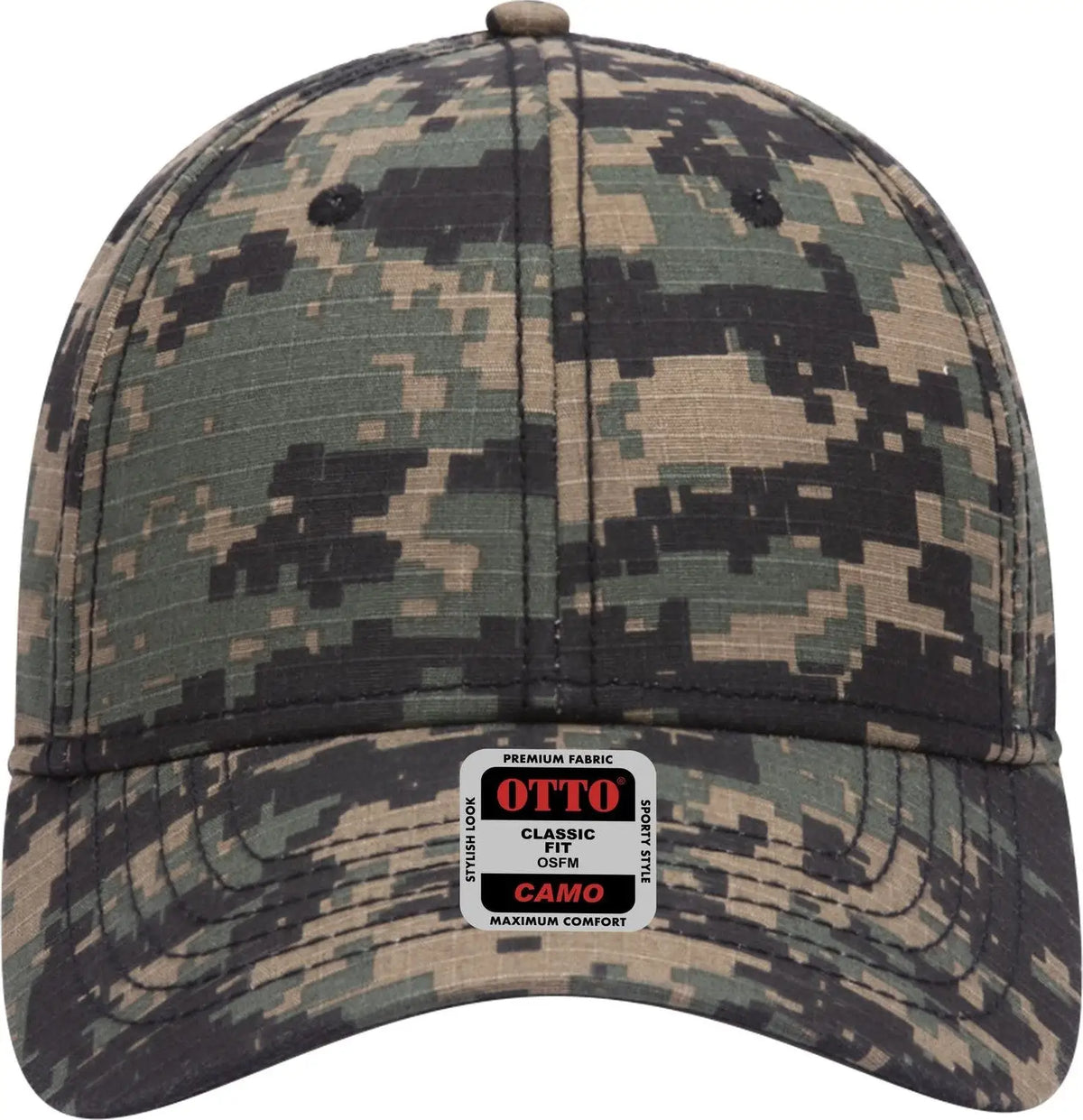 Otto 103-713 Digital Camouflage 6 Panel Low Profile Baseball Cap - Blk/dk.grn/dk.kha - 1/2’’ - 7 5/8’’
