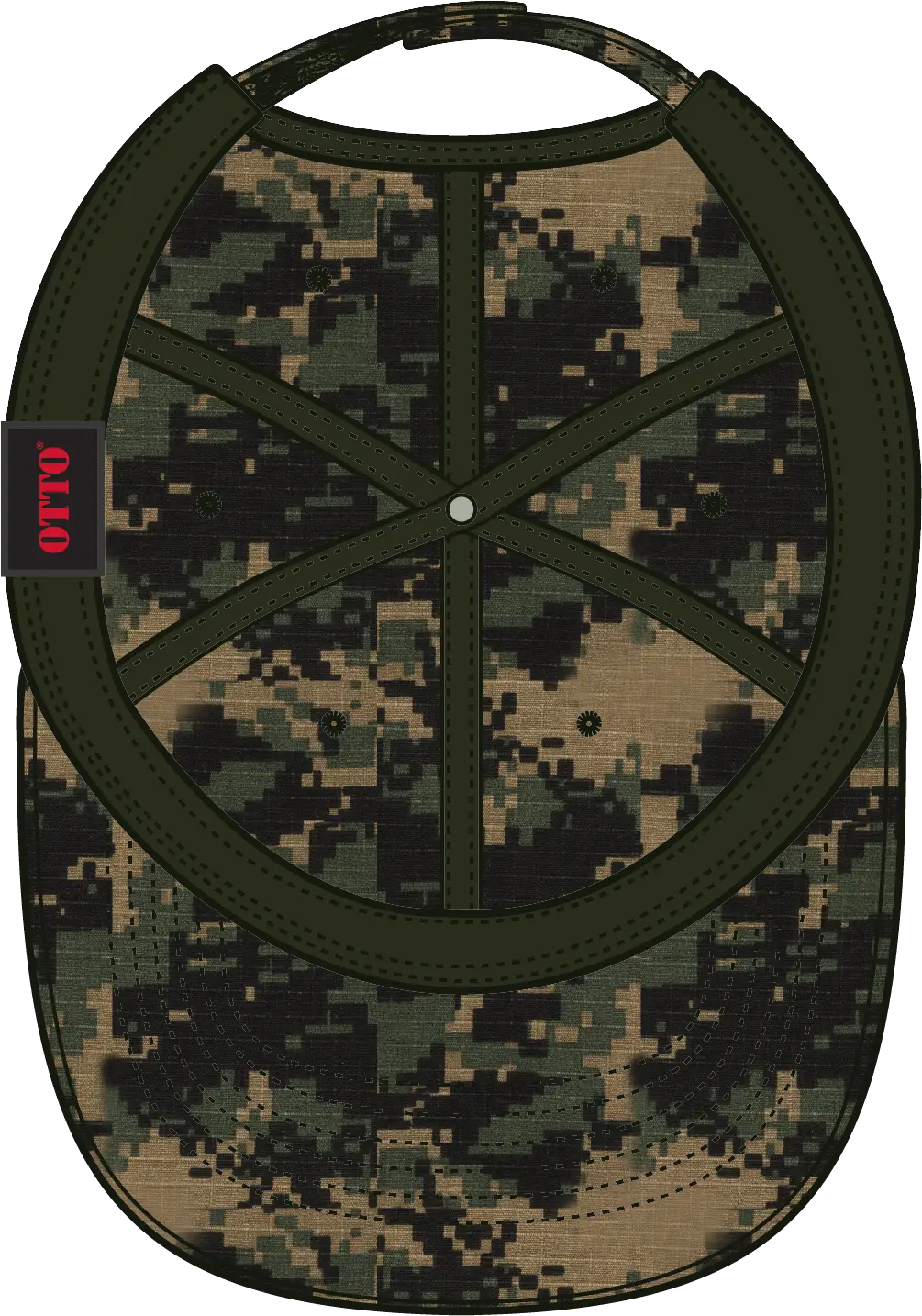 Otto 103-713 Digital Camouflage 6 Panel Low Profile Baseball Cap - Blk/dk.grn/dk.kha - 1/2’’ - 7 5/8’’