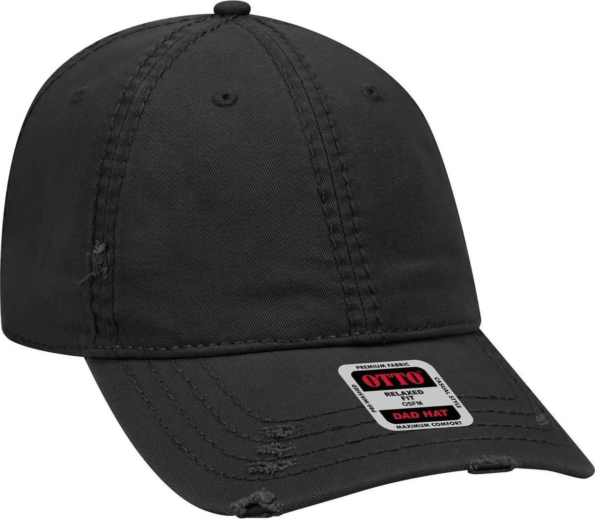 Otto 104-1018 6 Panel Low Profile Dad Cap - Black - 1/2’’ - 7 5/8’’