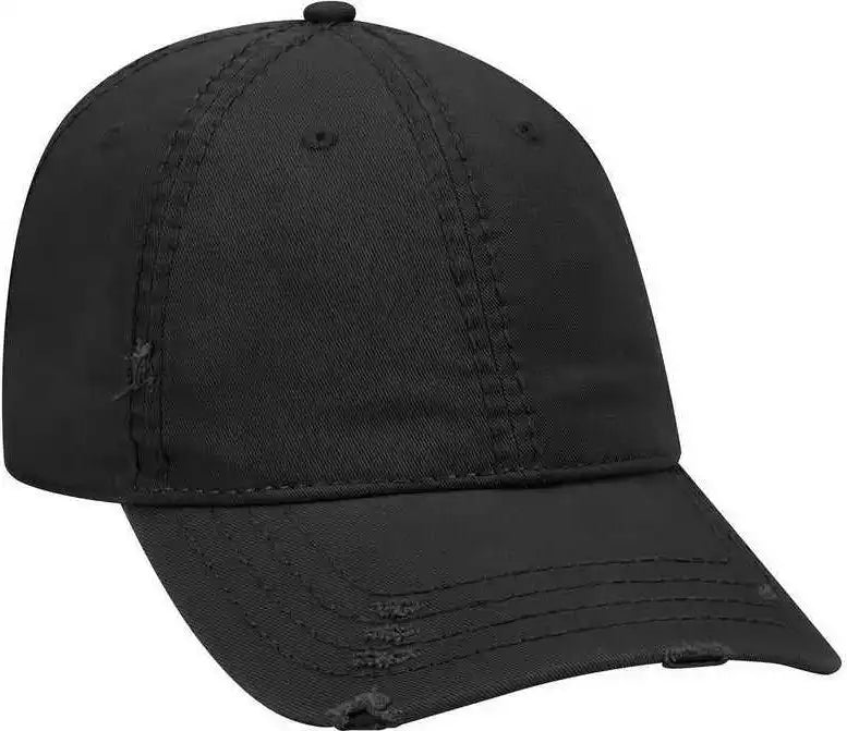 Otto 104 1018 Distressed Superior Garment Washed Cotton Twill Low Profile Pro Style Cap Black / one Size Fits Most