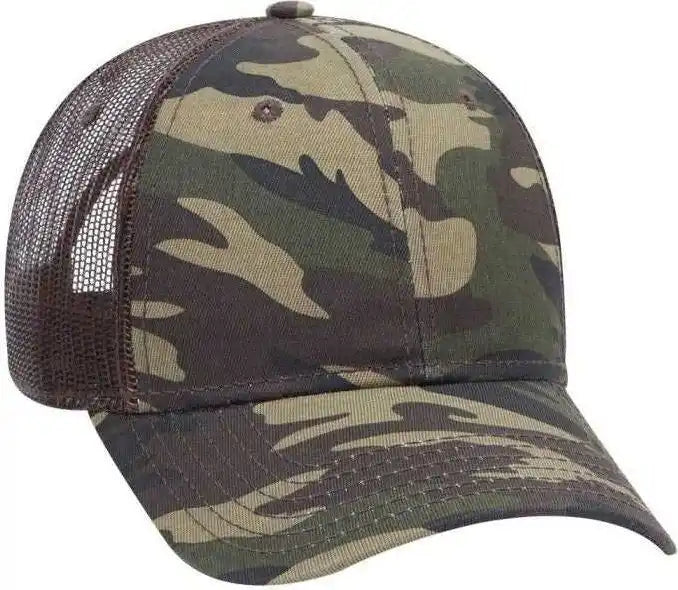 Otto 105-1247 6 Panel Low Profile Syle Camouflage Cotton Twill Mesh Back Cap - Camo Brownmesh - Brown / one Size Fits
