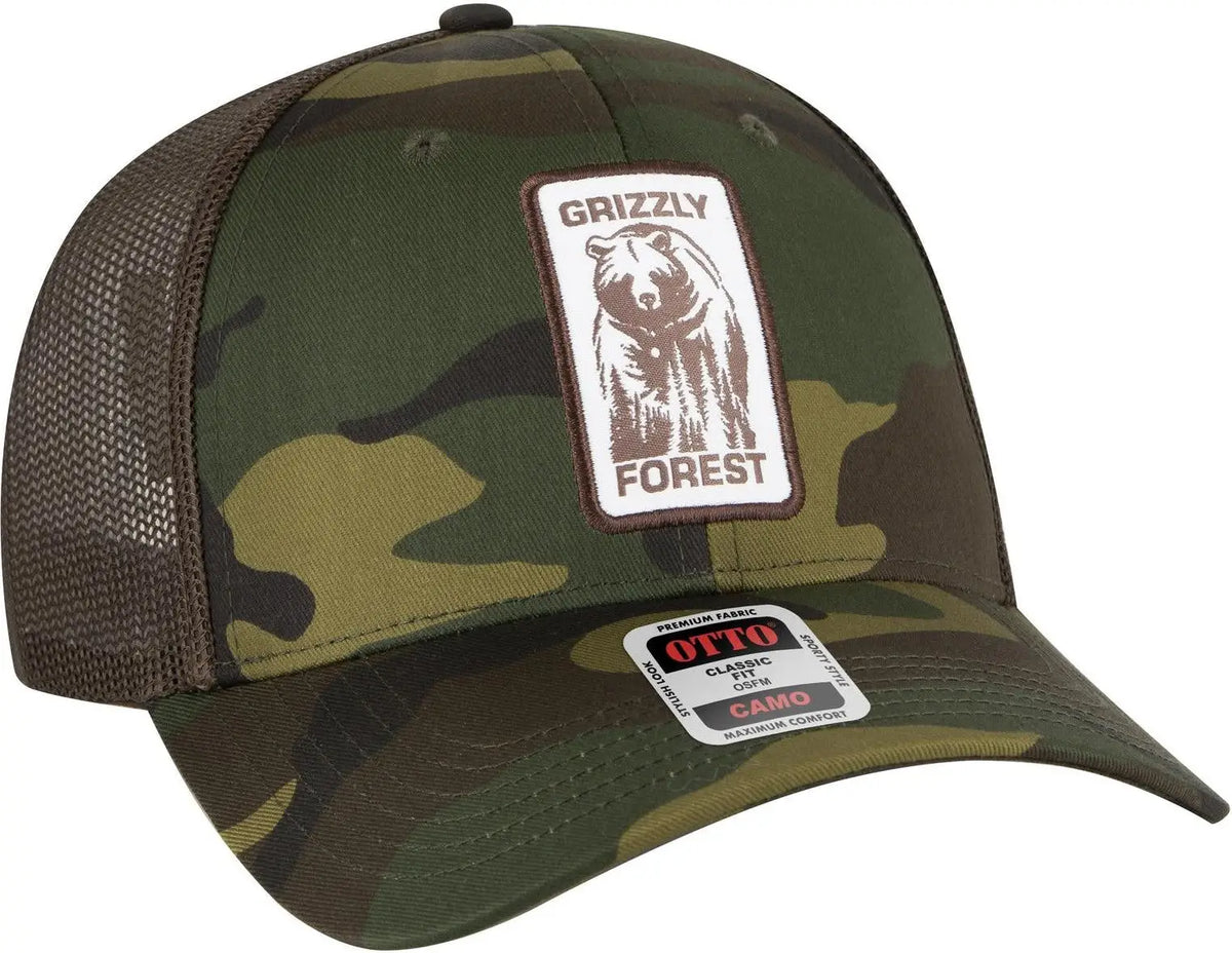 Otto 105-1247 Camouflage 6 Panel Low Profile Mesh Back Trucker Cap - St.gry/gry/blk - 1/2’’ - 7 5/8’’